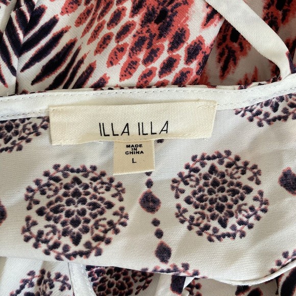 ILLA ILLA Womens Sleeveless Short Romper White Pink Tie Back Size Large - Picture 12 of 12